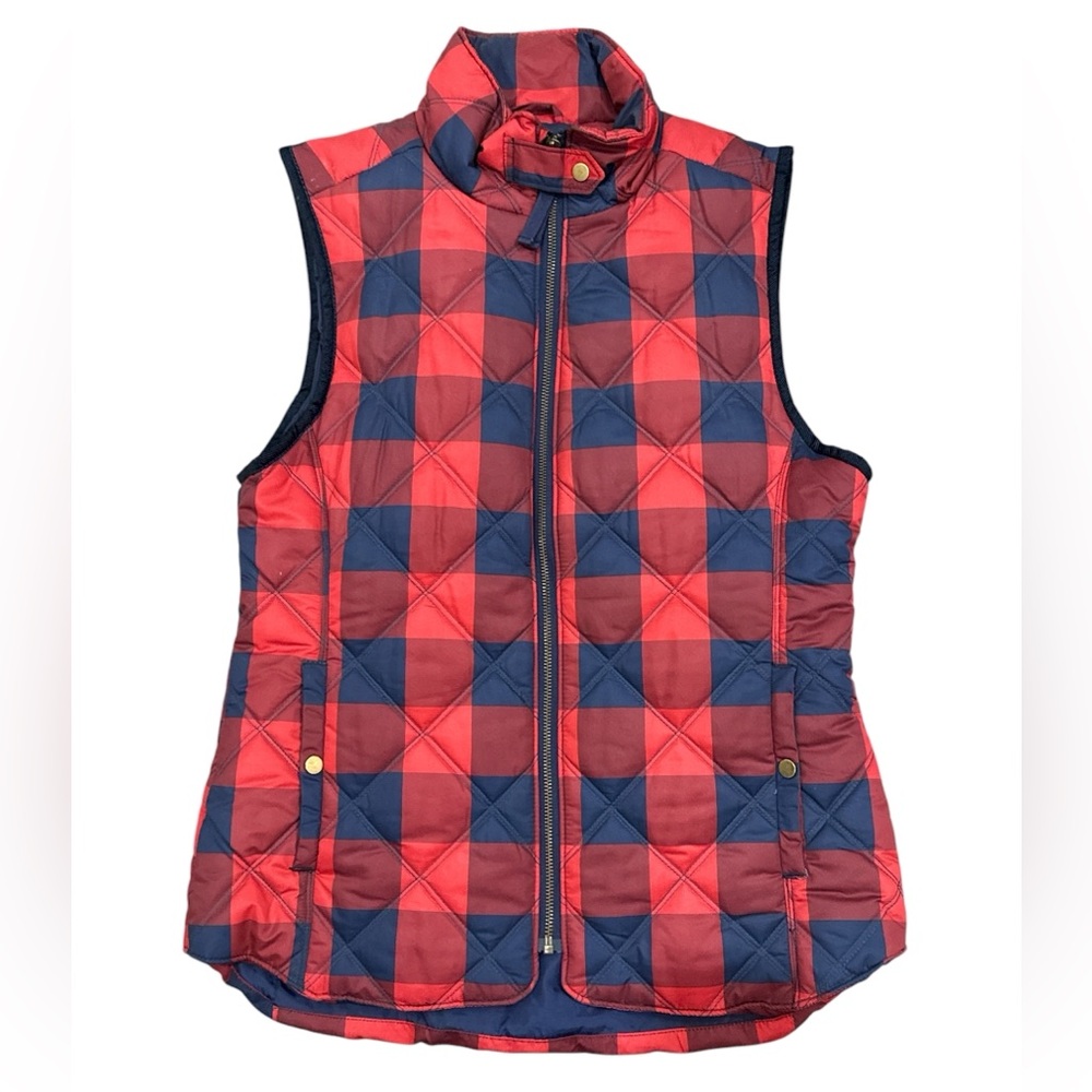 Kenzie Jeans Buffalo Plaid Vest Outdoors Hunting Red Navy Womens Size Medium